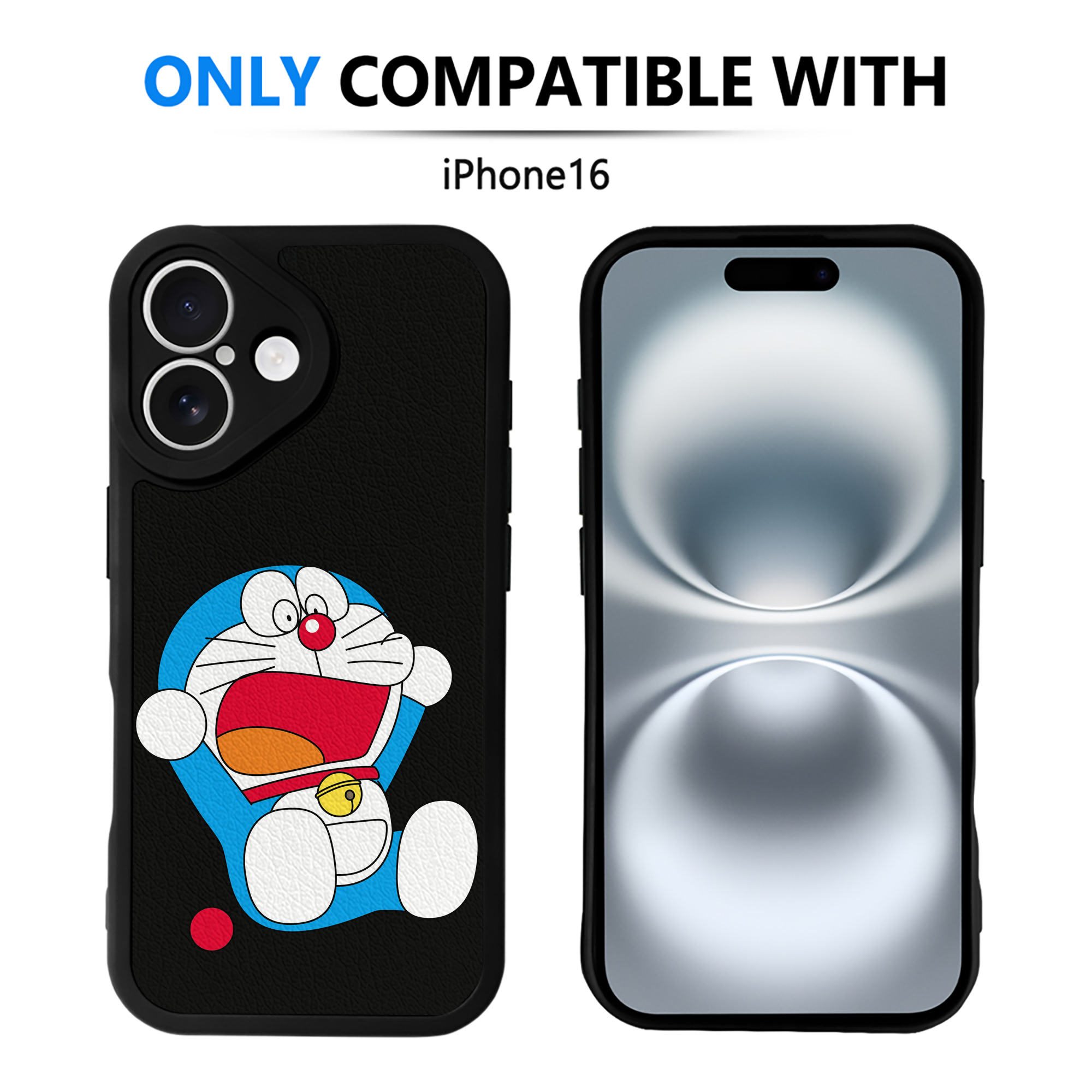 （画像用） ドラえもん Doraemon 【iPhone 16シリーズ対応】シリコンスマホケース（レザー調） 材質：シリコン